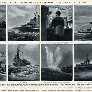 British destroyers v. German U-boat by G. H. Davis