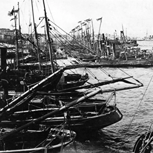 British drifters in harbour, Taranto, Italy, WW1
