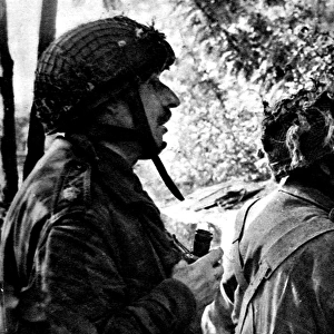 British Major and Lieutenant, near Arnhem; Second World War