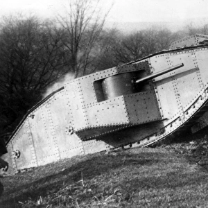British Mother or Big Willie tank being tested, WW1