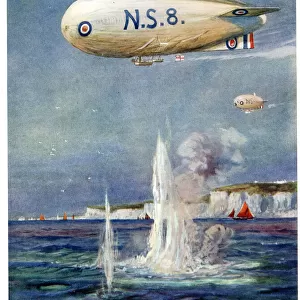British naval airships scouting for underwater craft, WW1
