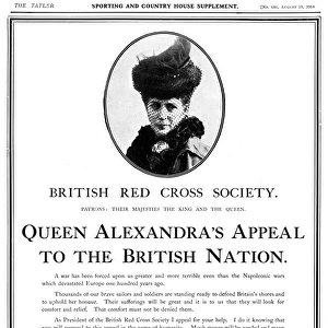 British Red Cross Society appeal by Queen Alexandra, WW1