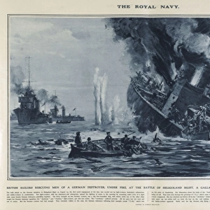 British rescuing men from German destroyer, Heligoland, WW1