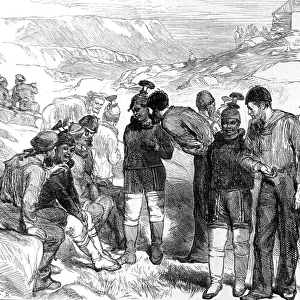 British Sailors meeting Greenland Women, Disco Island, 1875