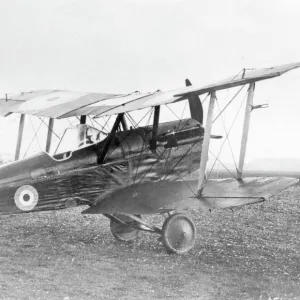 British SE5 biplane on airfield, WW1