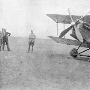 British SE5A biplane on airfield, WW1