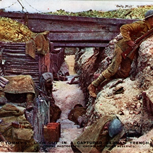 British soldiers in captured German trench, WW1