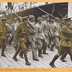 British Soldiers escort German Prisoners - WWI