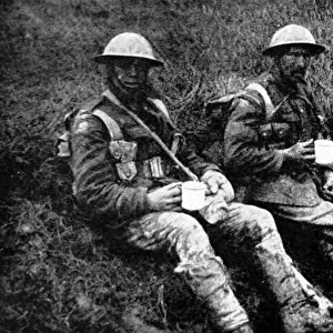 British Soldiers having a cup of tea; First World War, 1916