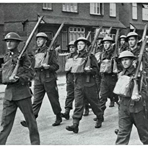 British soldiers marching in Britain, September 1939