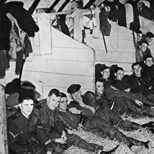 British soldiers in stables billet, France, 1939