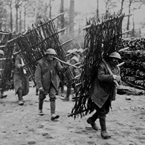 British soldiers with trench supports, Western Front, WW1