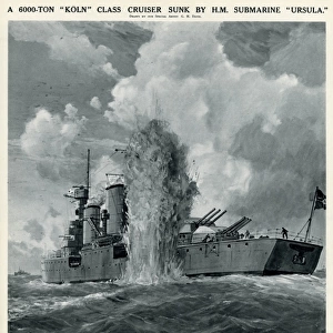 British submarine sinks German cruiser by G. H. Davis