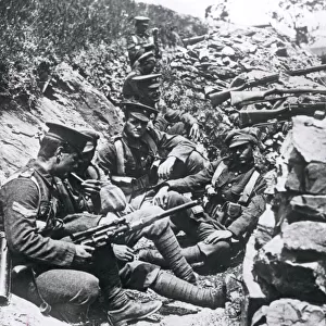 British troops in a trench, Salonika Front, WW1