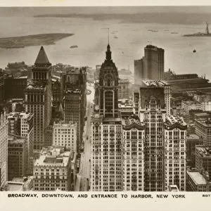 Broadway, Downtown and the Entrance to the Harbour, New York