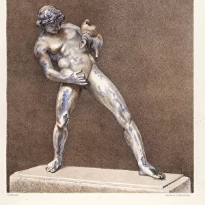Bronze statue of a drunken faun from the house