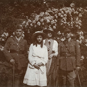 Brothers and sisters in a garden, WW1