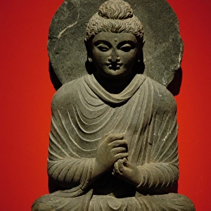 Buddha statue with dharmachakra mudra gesture. 2nd-3rd centu