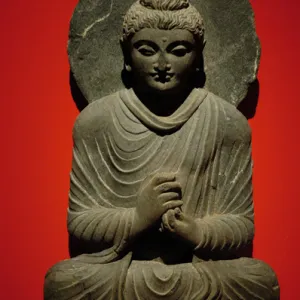 Buddha statue with dharmachakra mudra gesture. 2nd-3rd centu