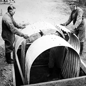 Building an Anderson shelter, ARP training exercise