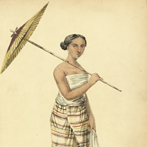 Burmese woman with umbrella