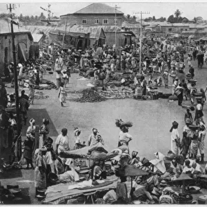 Busy market scene at Ibadan, Nigeria, West Africa Date: 1927