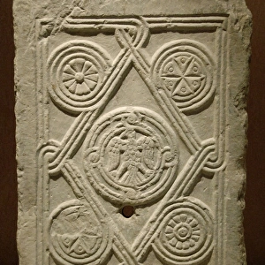 Byzantine Art. Marble slab with geometrical relief. Greece