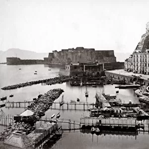 c. 1870 Italy Naples - view of the harbour and castle