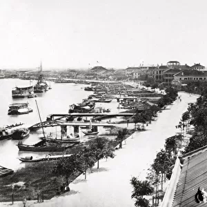 c. 1880s China - boats on waterfront Shanghai Bund