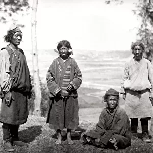 c. 1880s India - group of country people from near Darjeeling, northern India