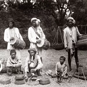 c. 1880s India - musicians, snake charmers