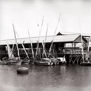 c. 1880s India Pakistan - boats at a wharf in Karachi