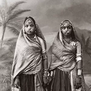 c. 1880s India - two young women with jewellery