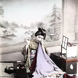 c. 1880s Japan - geisha sewing