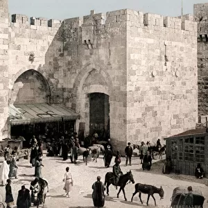 c. 1890s Jaffa Gate Jerusalem - sign for Thomas Cook office