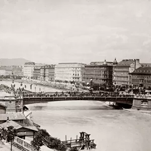 c. 1900 Austria Vienna city view with Stephanie Bridge