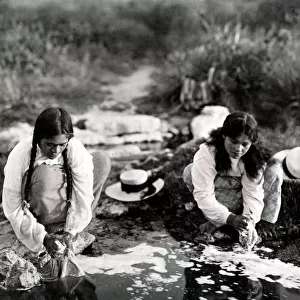 c. 1900 New Zealand - Maori women washing clothes
