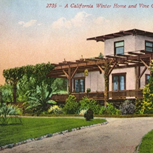 California Winter Home and Vine-Covered Pergola, USA