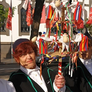 Camacha woman with musical instrument, Funchal, Madeira