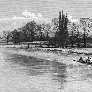 Cambridge Eight Rowing on the River Cam, 1890