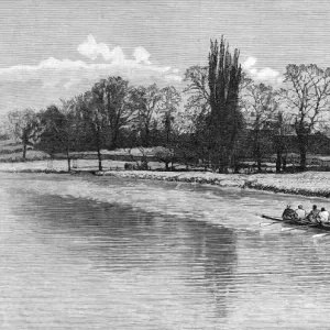 Cambridge Eight Rowing on the River Cam, 1890