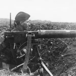 Cameron Highlanders with Maxim gun, WW1