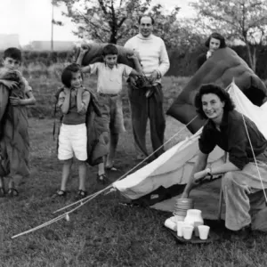 1950s Family Camping Scene Print 1950s Family Camping Scene Print