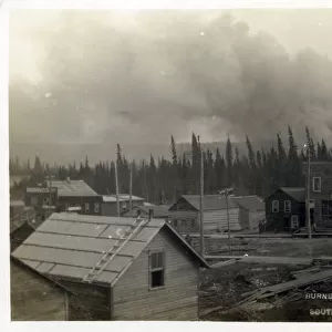 Canada - Ontario - Mining Town - South Porcupine - A fire behind a Supply Store on Julyy