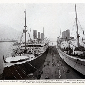Two Canadian Pacific cruise liners at terminus, Hong Kong