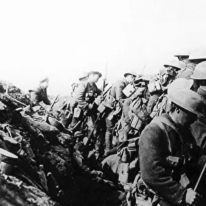 Canadian troops in a Somme trench in 1916