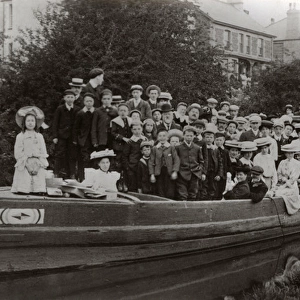 Canal boat overcrowded with passengers