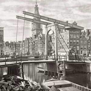 Canal and bridge, Amsterdam, Netherlands, Woodburytype