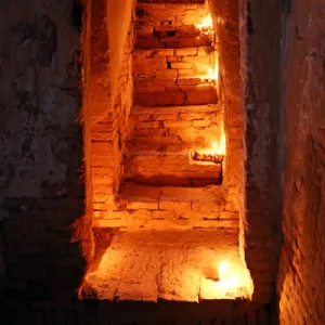 Candles on stairs, North Guni Temple, Bagan, Myanmar