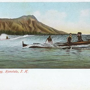 Canoe Surfing in Honolulu, Hawaii